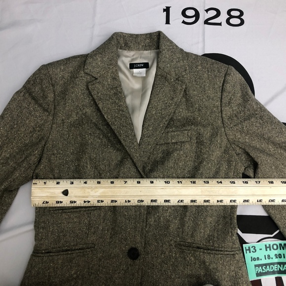 J. Crew Tweed Blazer Elbow Patches Brown 100% Wool - Picture 2 of 8